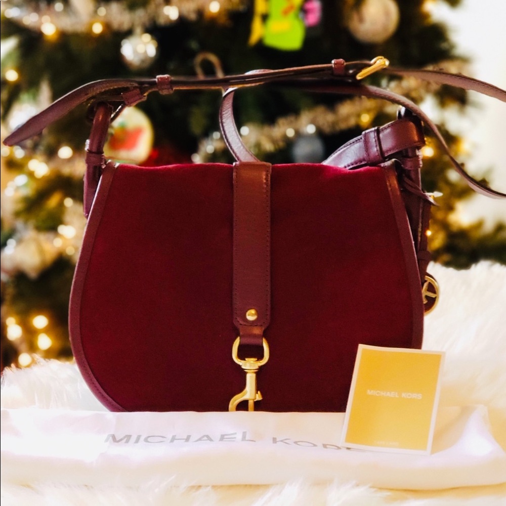 Michael Kors Maroon Jamie Crossbody Bag